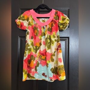 Liz Lange Maternity Vibrant Floral Blouse - Pink, Green, Orange
